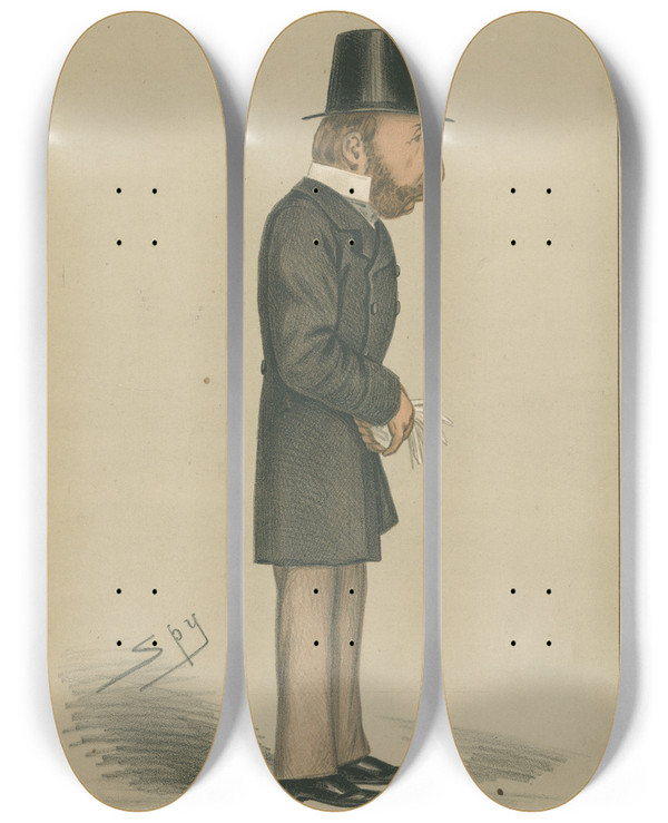 Triptych art skateboard deck of Leslie Matthew Ward Politicians And Stratheden Lord Campbell And Stratheden October 4 1873 by Leslie Matthew Ward (1851-1922)