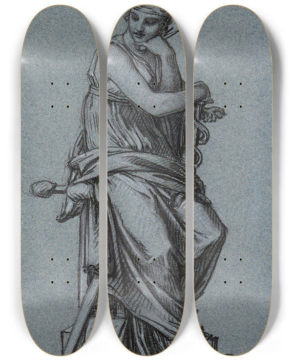Triptych art skateboard deck of Pierrepaul Prudhon Lindustrie by Pierre-Paul Prud'hon (1758-1823)