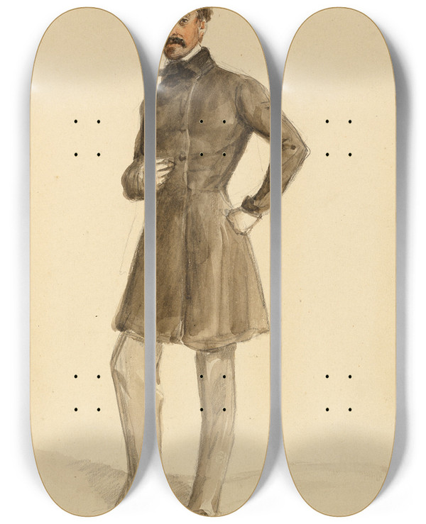 Triptych art skateboard deck of Denis Auguste Marie Raffet S Terrason by Denis Auguste Marie Raffet (1804-1860)