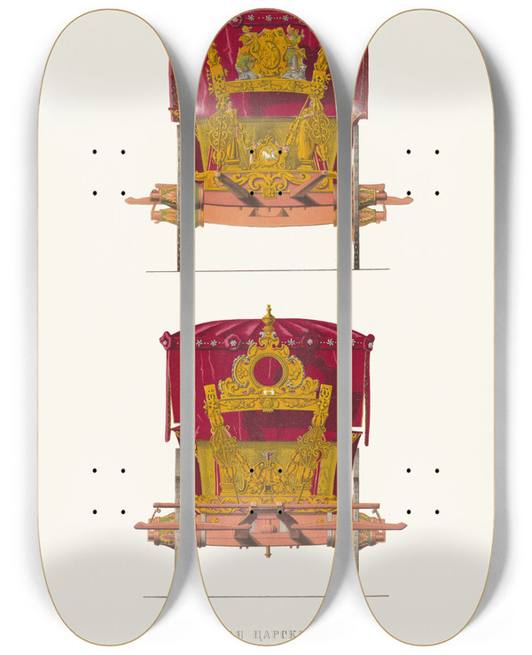 Triptych art skateboard deck of Fedor Grigoryevich Solntsev Starinnaia Tsarskaia Kareta Izobrazhenie 2 by Fedor Grigoryevich Solntsev (1801-1892)