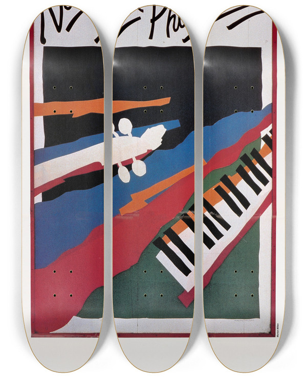 Triptych art skateboard deck of Us Information Agency New York Philomusica by U S Information Agency (1953-1999)
