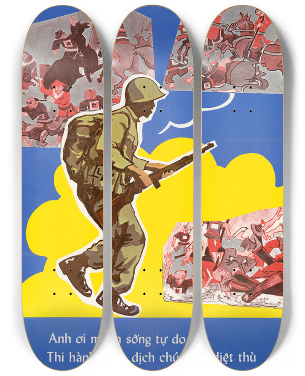 Triptych art skateboard deck of Us Information Agency Recruiting Poster_1 by U S Information Agency (1953-1999)