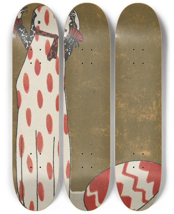 Triptych art skateboard deck of Arnold Nechansky Happy Easter Frohe Ostern_4 by Arnold Nechansky (1888-1939)