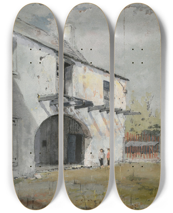 Triptych art skateboard deck of Howard Russell Butler St Augustine by Howard Russell Butler (1856-1934)