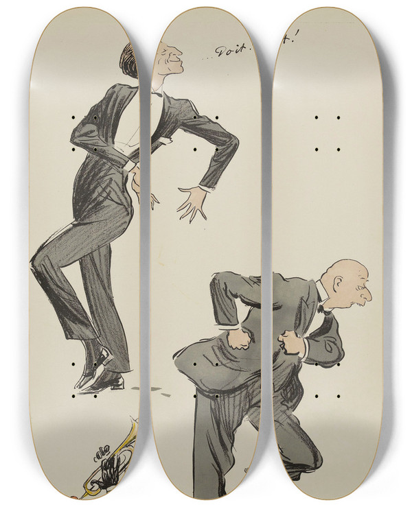 Triptych art skateboard deck of Georges Goursat Sem Do It Do It by Georges Goursat (Sem) (1863-1934)