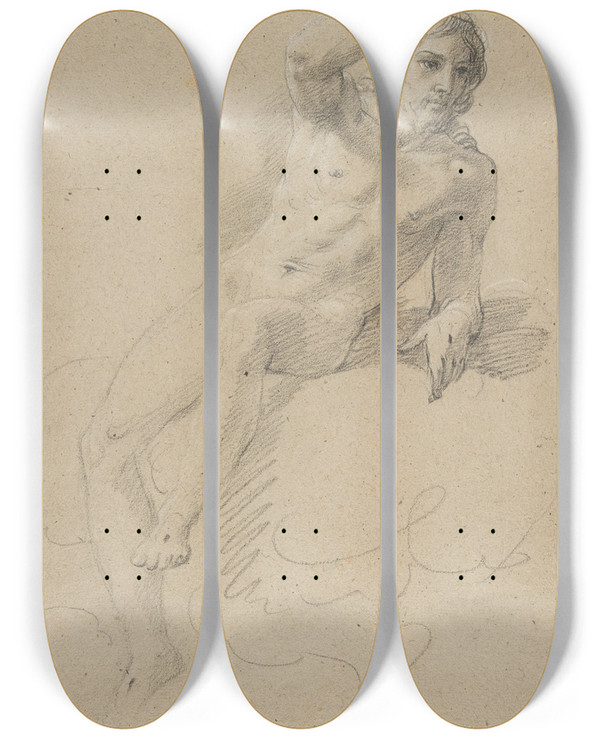 Triptych art skateboard deck of Giacomo Zoboli Christ Blessing by Giacomo Zoboli (1681-1767)