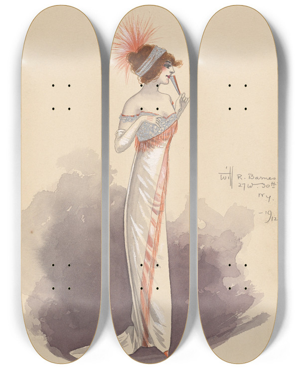 Triptych art skateboard deck of Will R Barnes Untitled_40 by Will R Barnes (1939)