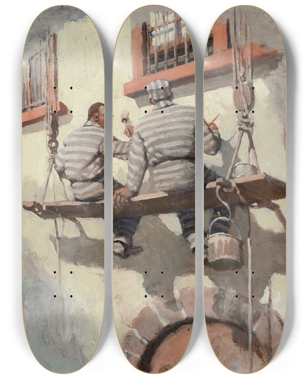Triptych art skateboard deck of N C Wyeth He Talked With His Eyes by N C Wyeth (1882-1945)