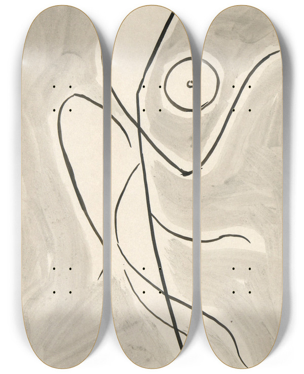 Triptych art skateboard deck of Abraham Walkowitz Dance Abstraction Isadora Duncan Or Rhythmicline_1 by Abraham Walkowitz (1878-1965)