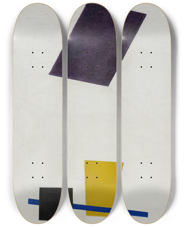 Triptych art skateboard deck of Kazimir Malevich Painterly Realism Of A Football Player Color Masses In The 4Th Dimension by Kazimir Malevich (1879-1935)