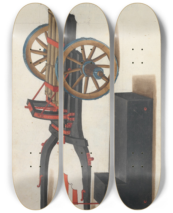 Triptych art skateboard deck of Jorg Kolderer Maximiliani Konig Zeughauss Pl42 by Jorg Kolderer (1465-1540)