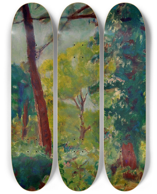 Triptych art skateboard deck of Pierre Bonnard Le Parc by Pierre Bonnard (1867-1947)
