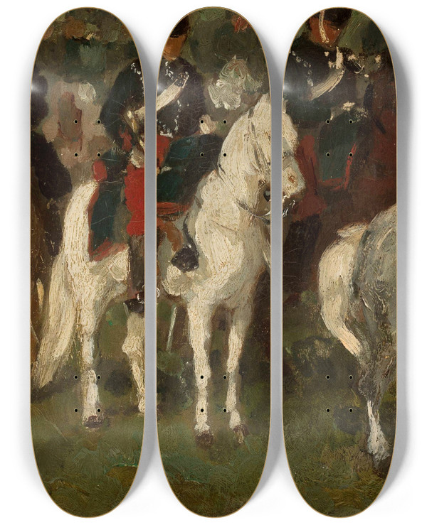 Triptych art skateboard deck of Piotr Michaowski Cavalry by Piotr Michalowski (1800-1855)