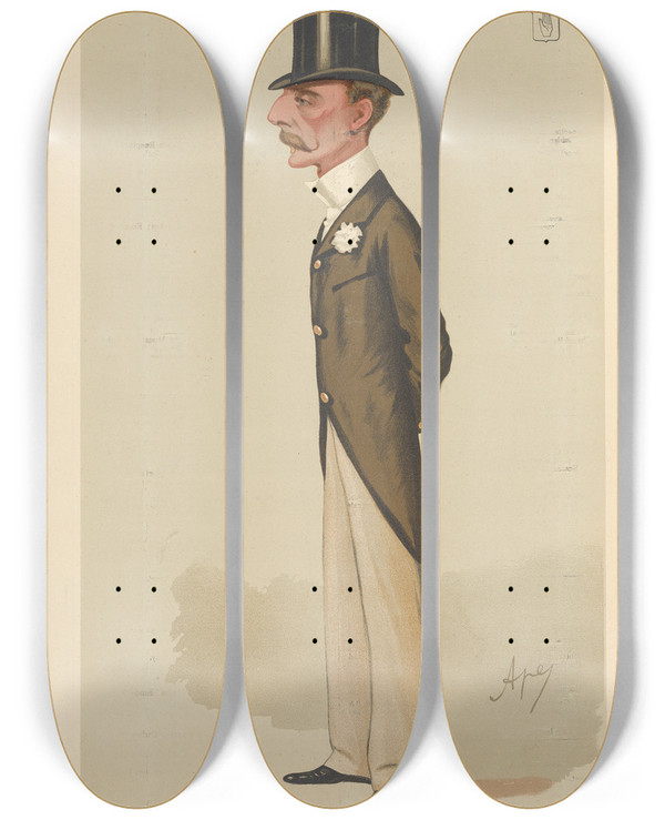 Triptych art skateboard deck of Carlo Pellegrini Sports Miscellaneous Carriages Coaching Sir Henry Meysey Meyseythompson June 4 1887 by Carlo Pellegrini (1839-1889)