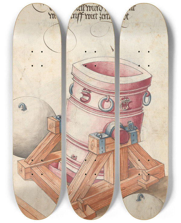 Triptych art skateboard deck of Jorg Kolderer Maximiliani Konig Zeughauss Pl40 by Jorg Kolderer (1465-1540)