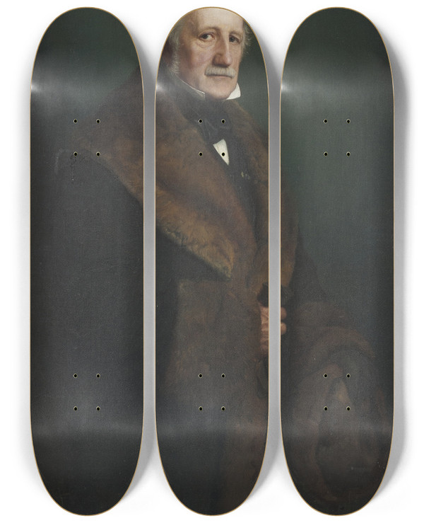 Triptych art skateboard deck of Georg Von Rosen The Artists Father Col Count Eugne Von Rosen At The Age Of 71 by Georg Von Rosen (1843-1923)