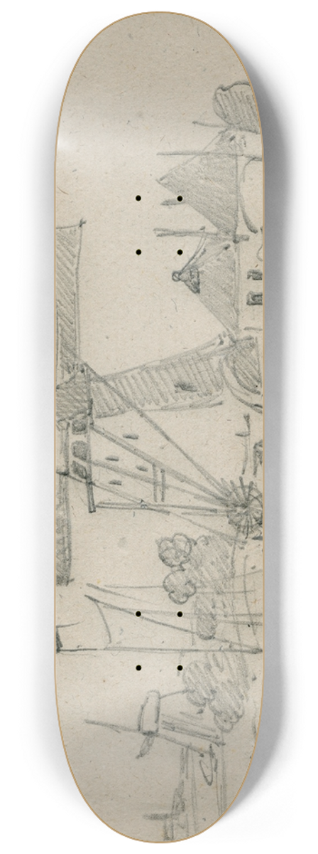 Floris Verster - Mills and a farmhouse on a lake 8.25 inch art skate deck