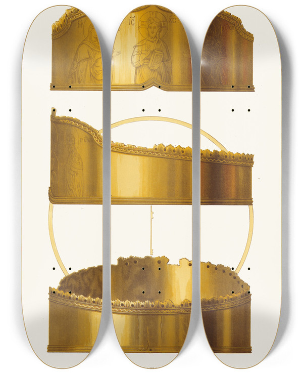 Triptych art skateboard deck of Fedor Grigoryevich Solntsev Muzhskoi Brachnyi Venets by Fedor Grigoryevich Solntsev (1801-1892)