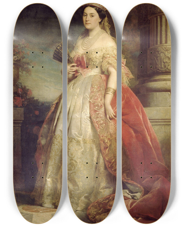 Triptych art skateboard deck of Douardlouis Dubufe Portrait Of The Princess Mathilde by Edouard Louis Dubufe (1819-1820-1883)