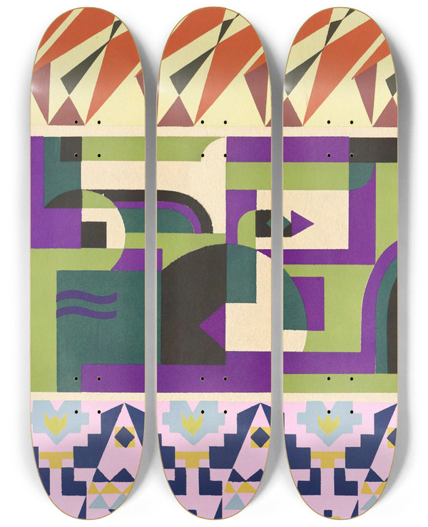 Triptych art skateboard deck of Mizuki Heitaro Abstract Pattern Portfolio Pl03 by Mizuki Heitaro (20-)