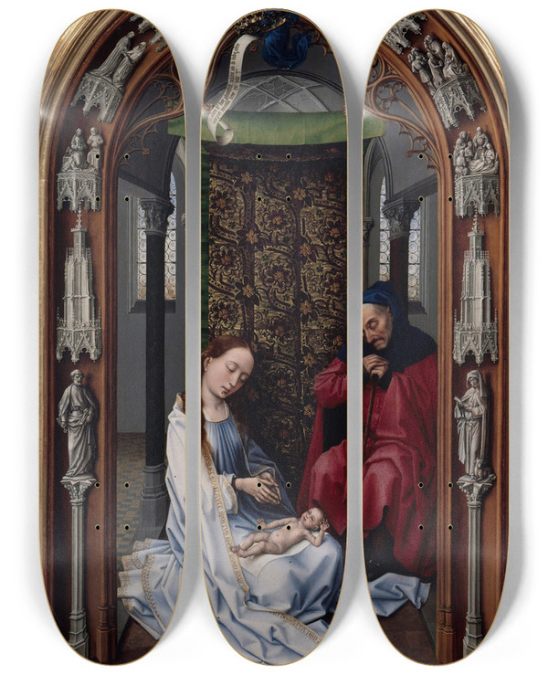 Triptych art skateboard deck of Rogier Van Der Weyden The Altar Of Our Lady Miraflores Altar_2 by Rogier van der Weyden (1399-1464)