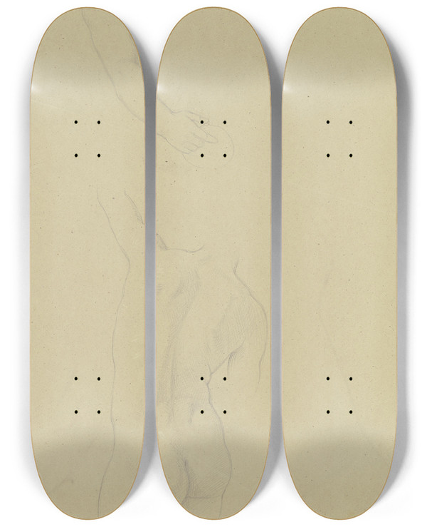 Triptych art skateboard deck of Moritz Von Schwind Figure by Moritz Von Schwind (1804-1871)