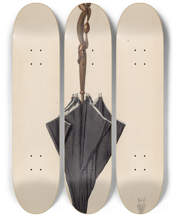 Triptych art skateboard deck of George Roehl Parasol by George Roehl