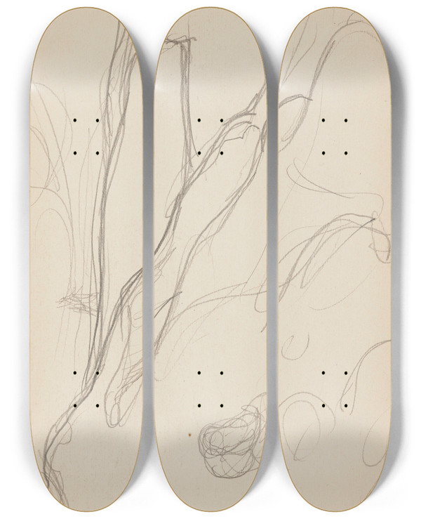 Triptych art skateboard deck of Eric Forbesrobertson Tudes Danimaux De Paysages Et De Modles_12 by Eric Forbes Robertson (1865-1935)