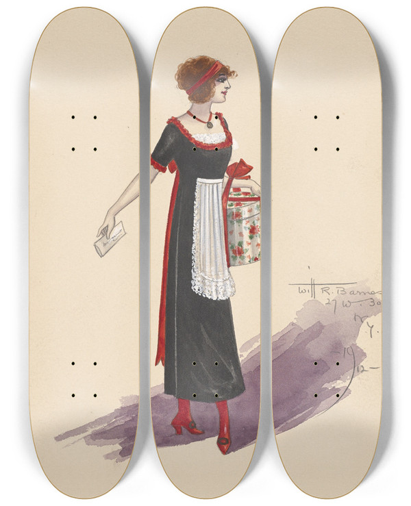 Triptych art skateboard deck of Will R Barnes Untitled_14 by Will R Barnes (1939)
