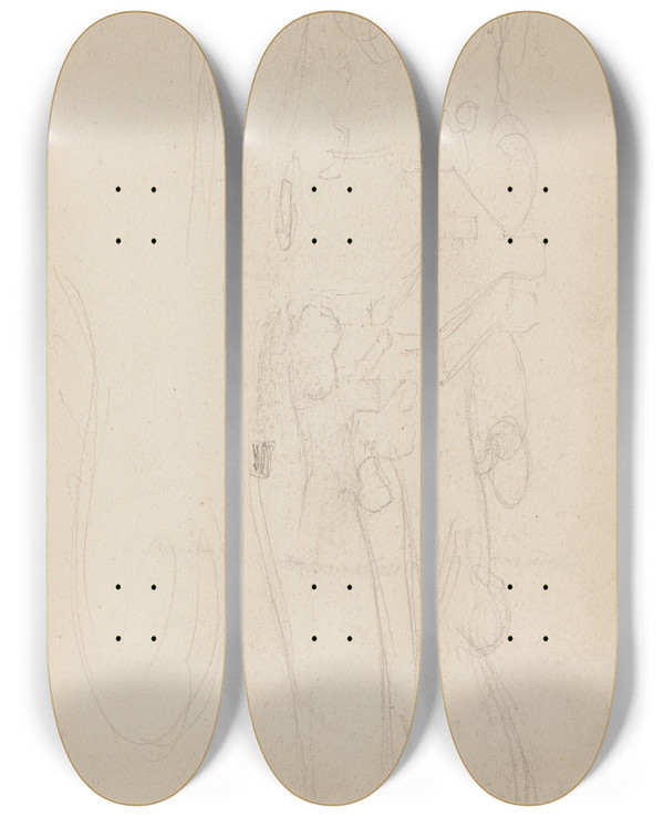 Triptych art skateboard deck of Eric Forbesrobertson Tudes Danimaux De Paysages Et De Modles_21 by Eric Forbes Robertson (1865-1935)
