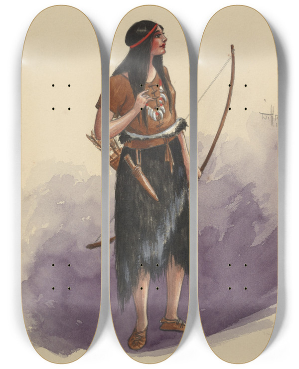 Triptych art skateboard deck of Will R Barnes Untitled_42 by Will R Barnes (1939)