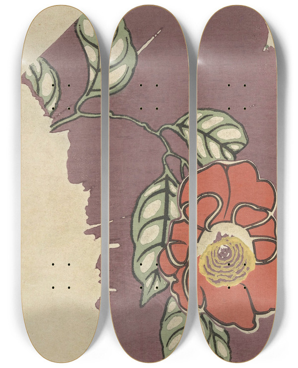 Triptych art skateboard deck of Ogino Issui Y Sketchbook Y Manga Pl35 by Ogino Issui (1900-1910)