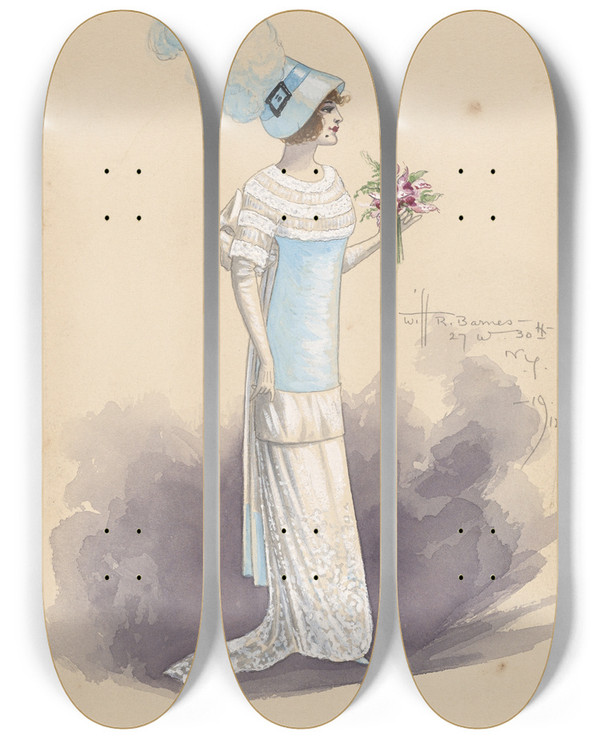 Triptych art skateboard deck of Will R Barnes Untitled_50 by Will R Barnes (1939)