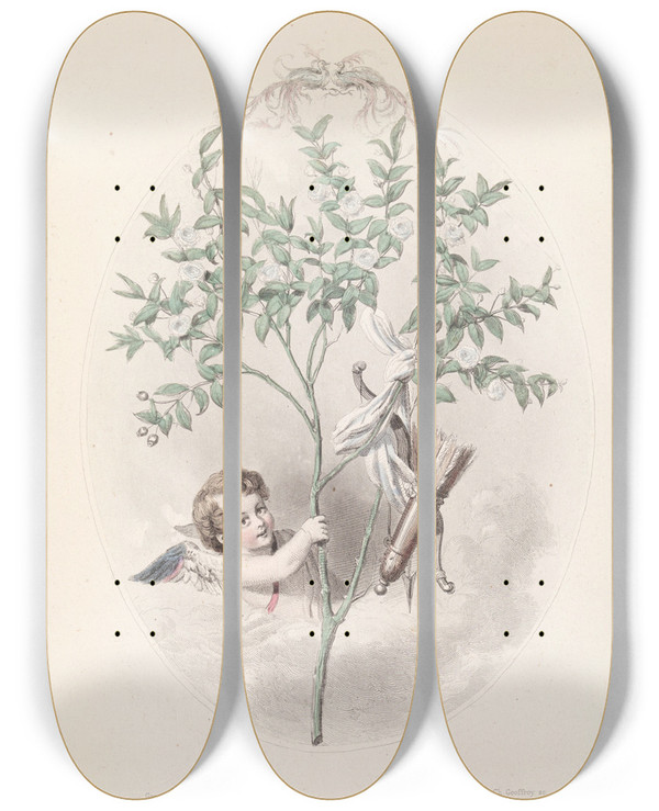 Triptych art skateboard deck of J J Grandville Myrte by J J Grandville (1803-1847)