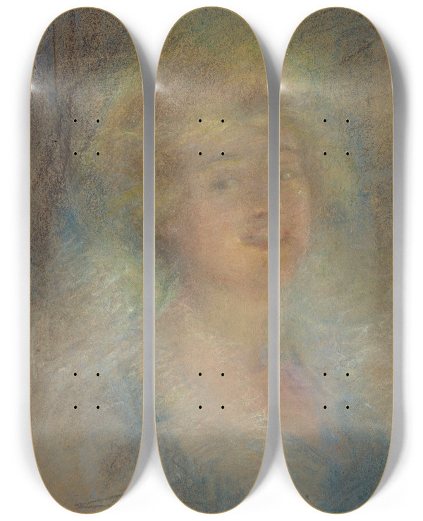 Triptych art skateboard deck of Alice Pike Barney A Delightful Evening by Alice Pike Barney (1857-1931)
