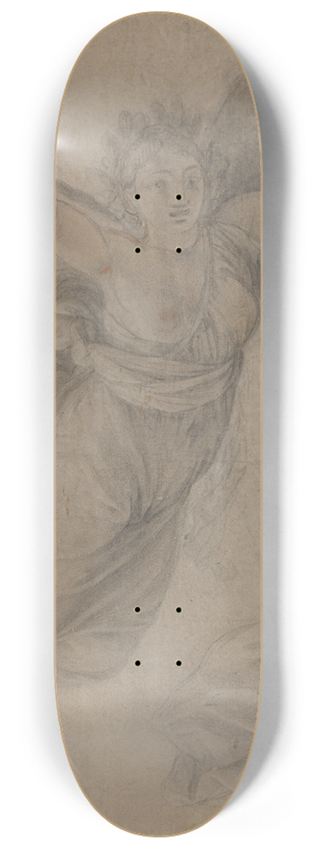 Follower of Charles Le Brun - An Allegorical Female Figure 8.25 inch art skate deck