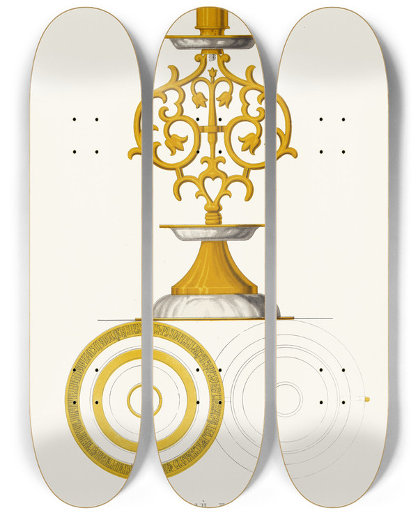 Triptych art skateboard deck of Fedor Grigoryevich Solntsev Serebrianyi Podsvechnik Sdelanyi Po Poveleniiu Novgor Mitr Shitirima V 16697177 Godu by Fedor Grigoryevich Solntsev (1801-1892)