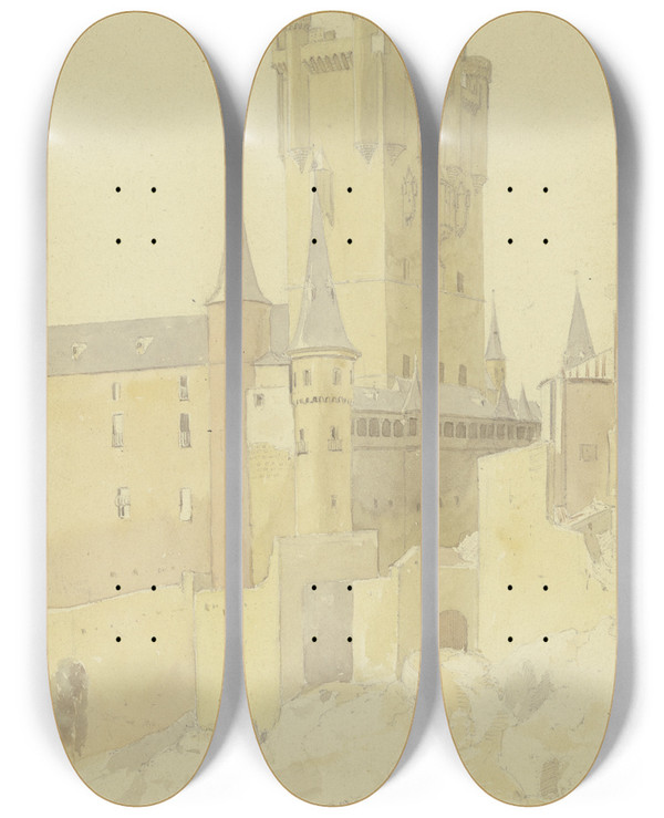 Triptych art skateboard deck of Peter Burnitz Segovia_2 by Peter Burnitz (1824-1886)