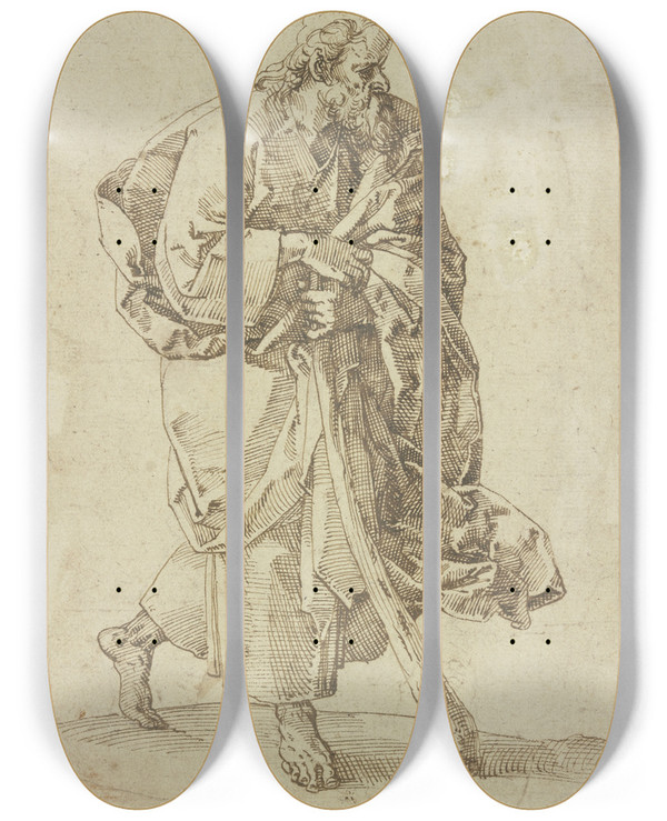 Triptych art skateboard deck of Tobias Stimmer Der Apostel Judas Thaddus by Tobias Stimmer (1539-1584)