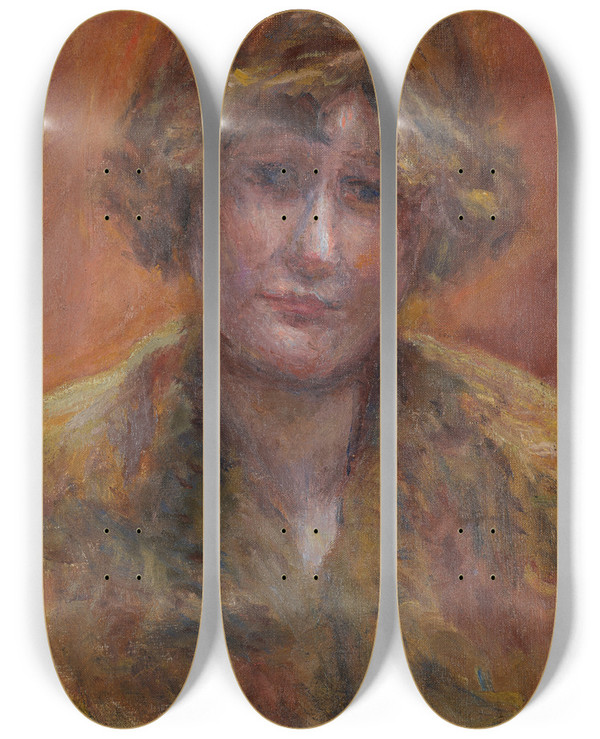 Triptych art skateboard deck of Pierre Bonnard Portrait De Jeune Fille Tude by Pierre Bonnard (1867-1947)
