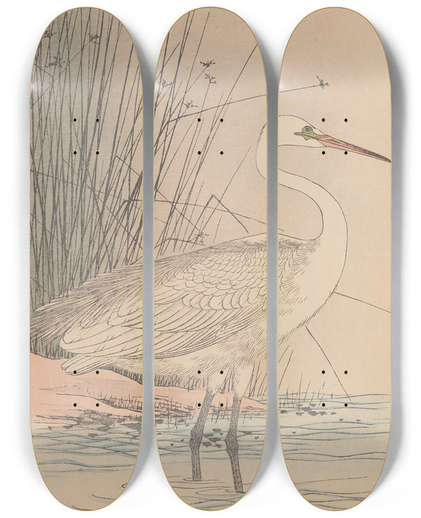 Triptych art skateboard deck of Imao Keinen Keinen Kach Gafu Pl001 by Imao Keinen (1845-1924)