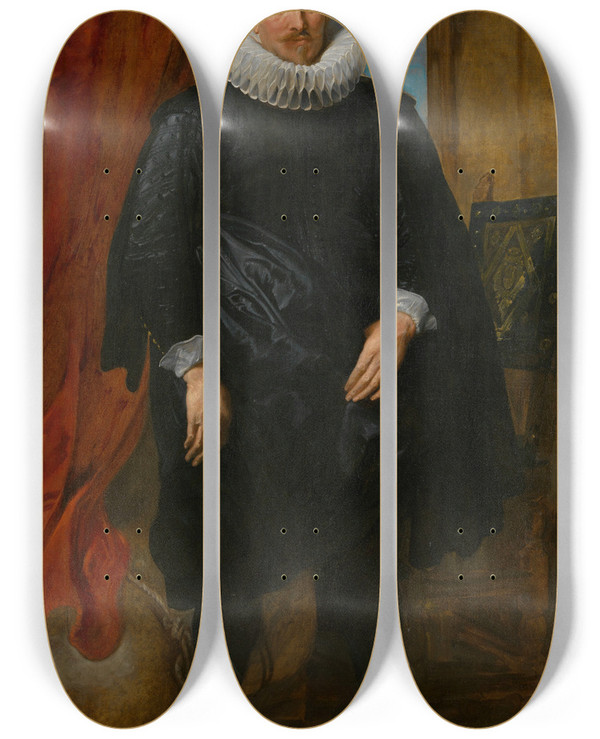 Triptych art skateboard deck of Anthony Van Dyck Alexander Or Jan Vinck by Anthony Van Dyck (1599-1641)