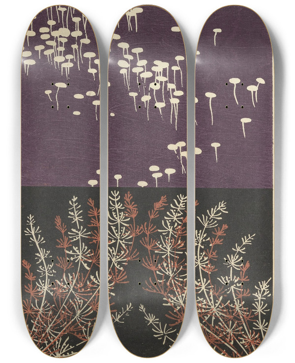 Triptych art skateboard deck of Ogino Issui Y Sketchbook Y Manga Pl24 by Ogino Issui (1900-1910)