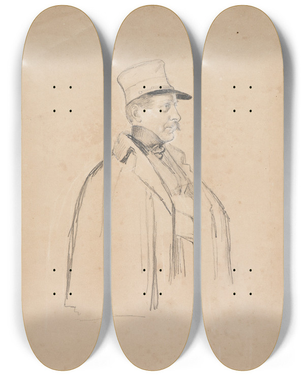 Triptych art skateboard deck of Johann Baptist Kirner Margrave Maximilian Of Baden Hip Section by Johann Baptist Kirner (1806-1866)