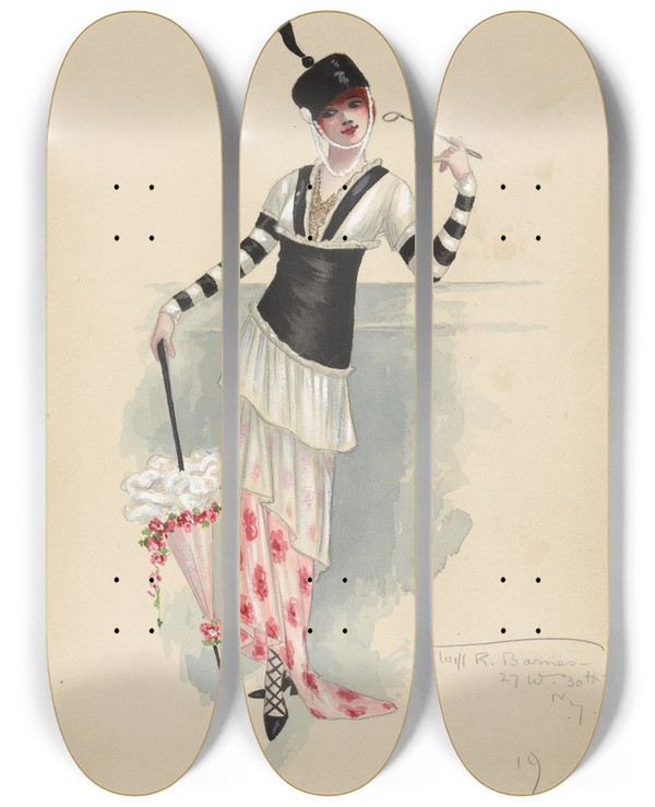 Triptych art skateboard deck of Will R Barnes Untitled_75 by Will R Barnes (1939)