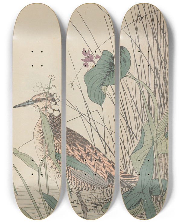 Triptych art skateboard deck of Imao Keinen Keinen Kach Gafu Pl108 by Imao Keinen (1845-1924)