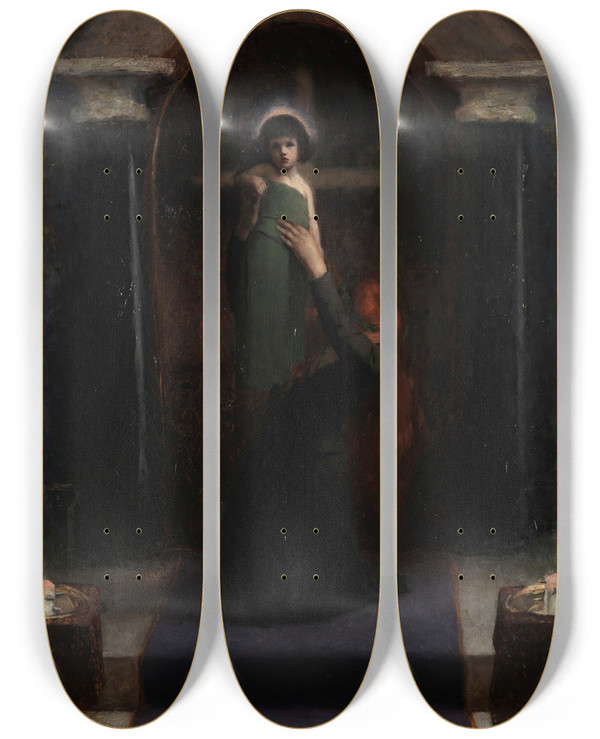 Triptych art skateboard deck of Martin Brandenburg The Light Of The World by Martin Brandenburg (1870-1919)