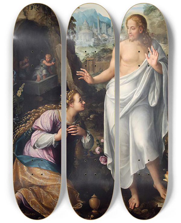 Triptych art skateboard deck of Fede Galizia Noli Me Tangere by Fede Galizia (1578-1630)