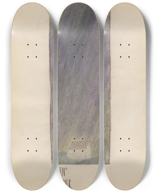 Triptych art skateboard deck of Karl Wiener Regen by Karl Wiener (1901-1949)