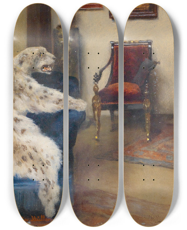 Triptych art skateboard deck of Marie Mller Atelierinterieur Marie Mller In Der Wiener Akademie by Marie Muller (1847-1935)